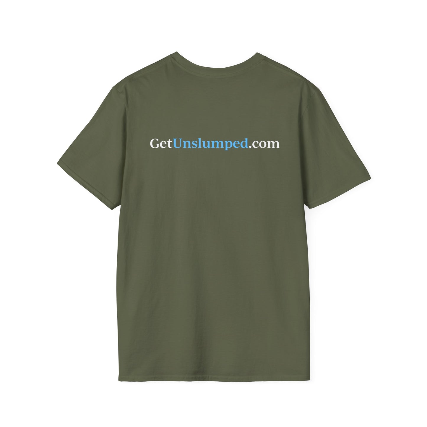 "A Work in Progress" (front) / Site (back) Dark Unisex Softstyle T-Shirt