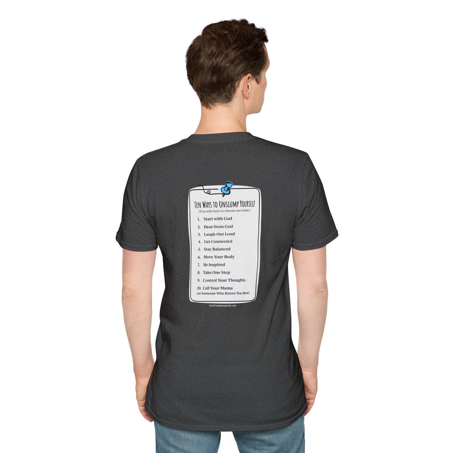 "Work in Progress" with 10 Ways List Dark Unisex Softstyle T-Shirt