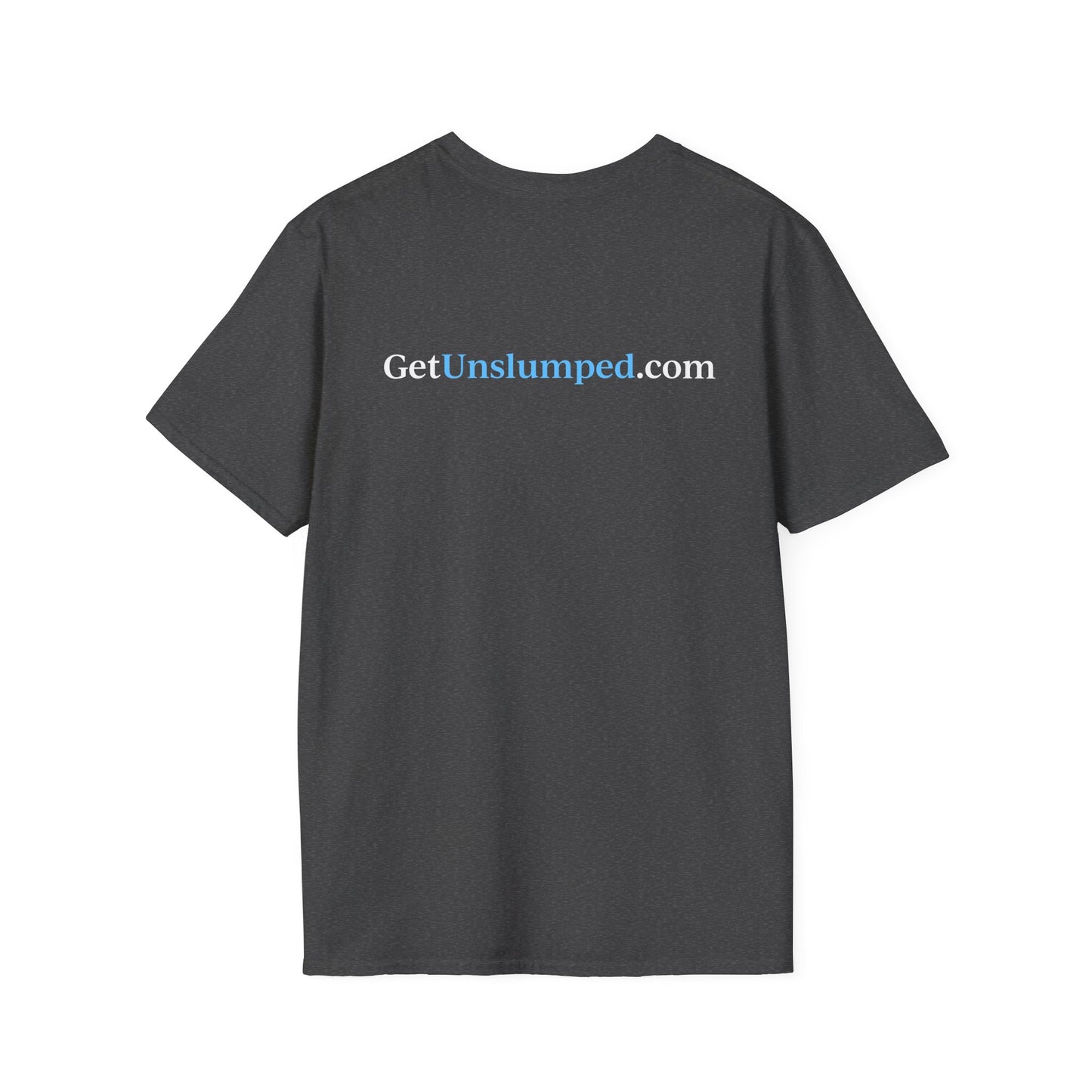 "A Work in Progress" (front) / Site (back) Dark Unisex Softstyle T-Shirt
