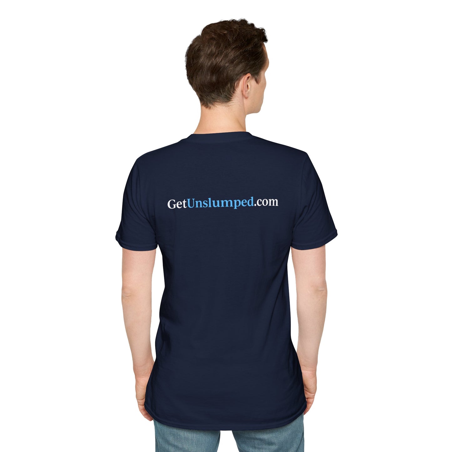 "A Work in Progress" (front) / Site (back) Dark Unisex Softstyle T-Shirt