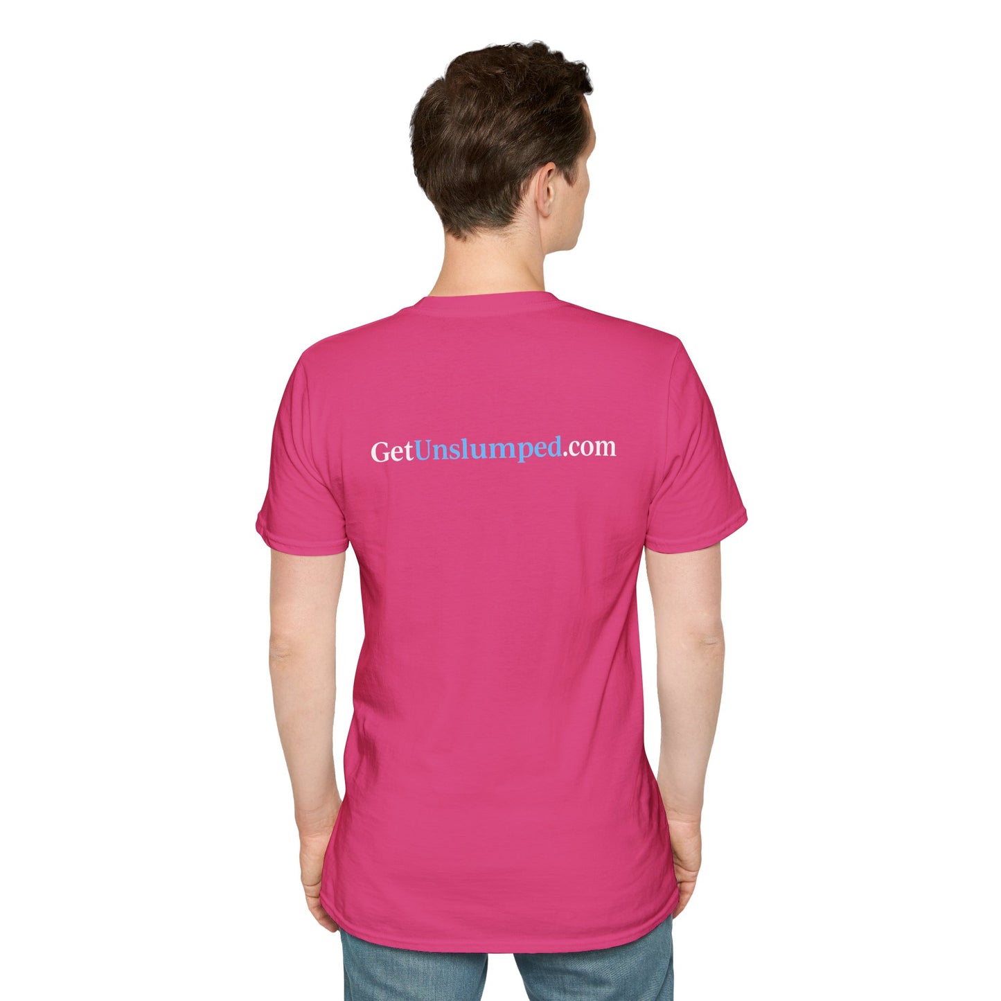 "A Work in Progress" (front) / Site (back) Dark Unisex Softstyle T-Shirt