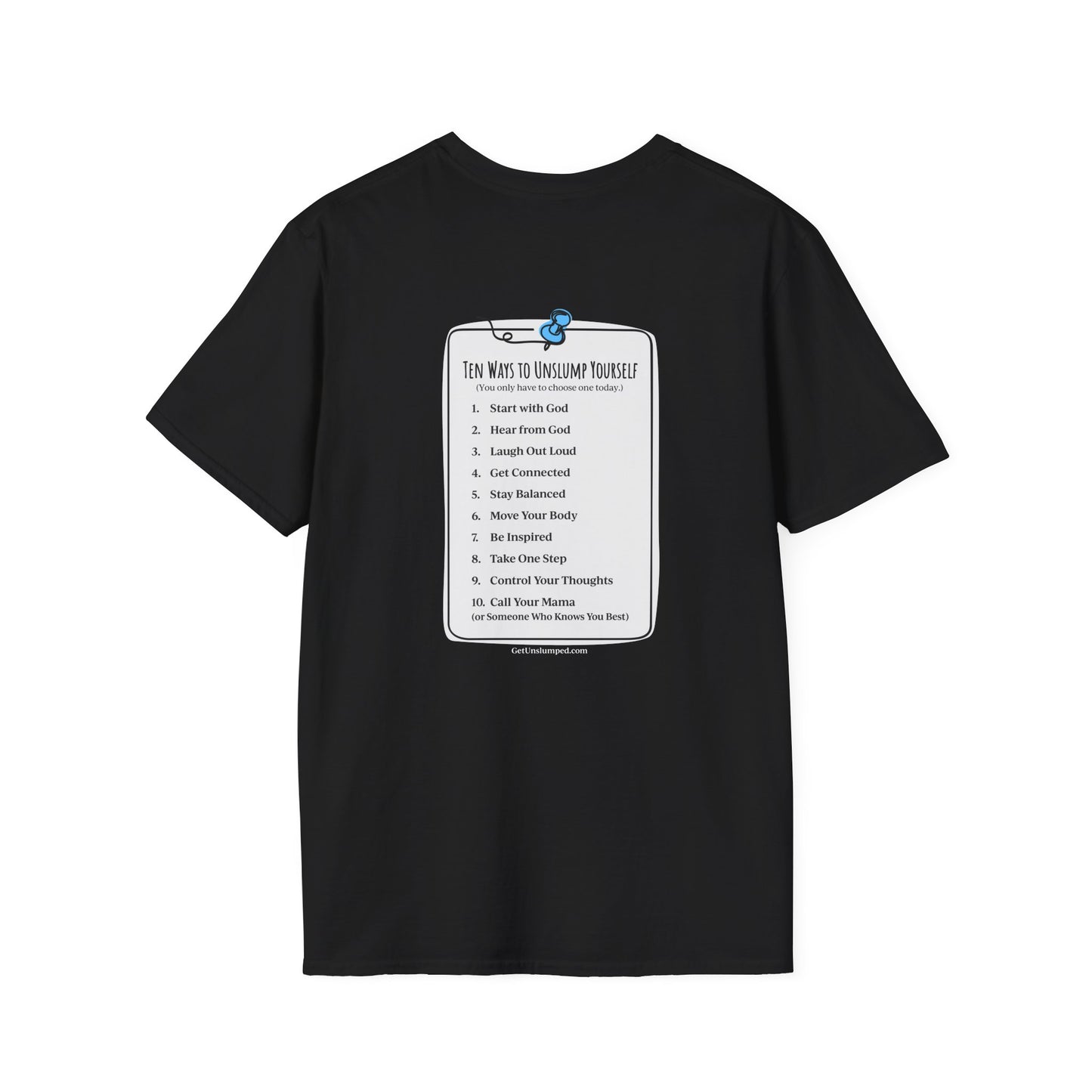 "Work in Progress" with 10 Ways List Dark Unisex Softstyle T-Shirt