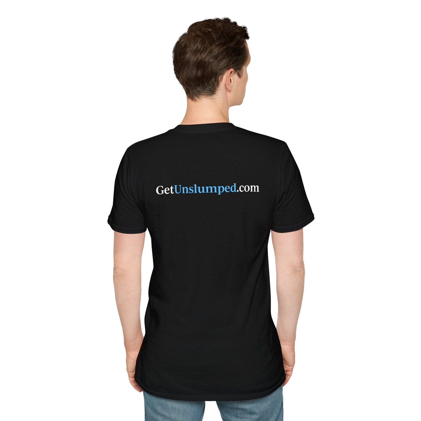 "A Work in Progress" (front) / Site (back) Dark Unisex Softstyle T-Shirt