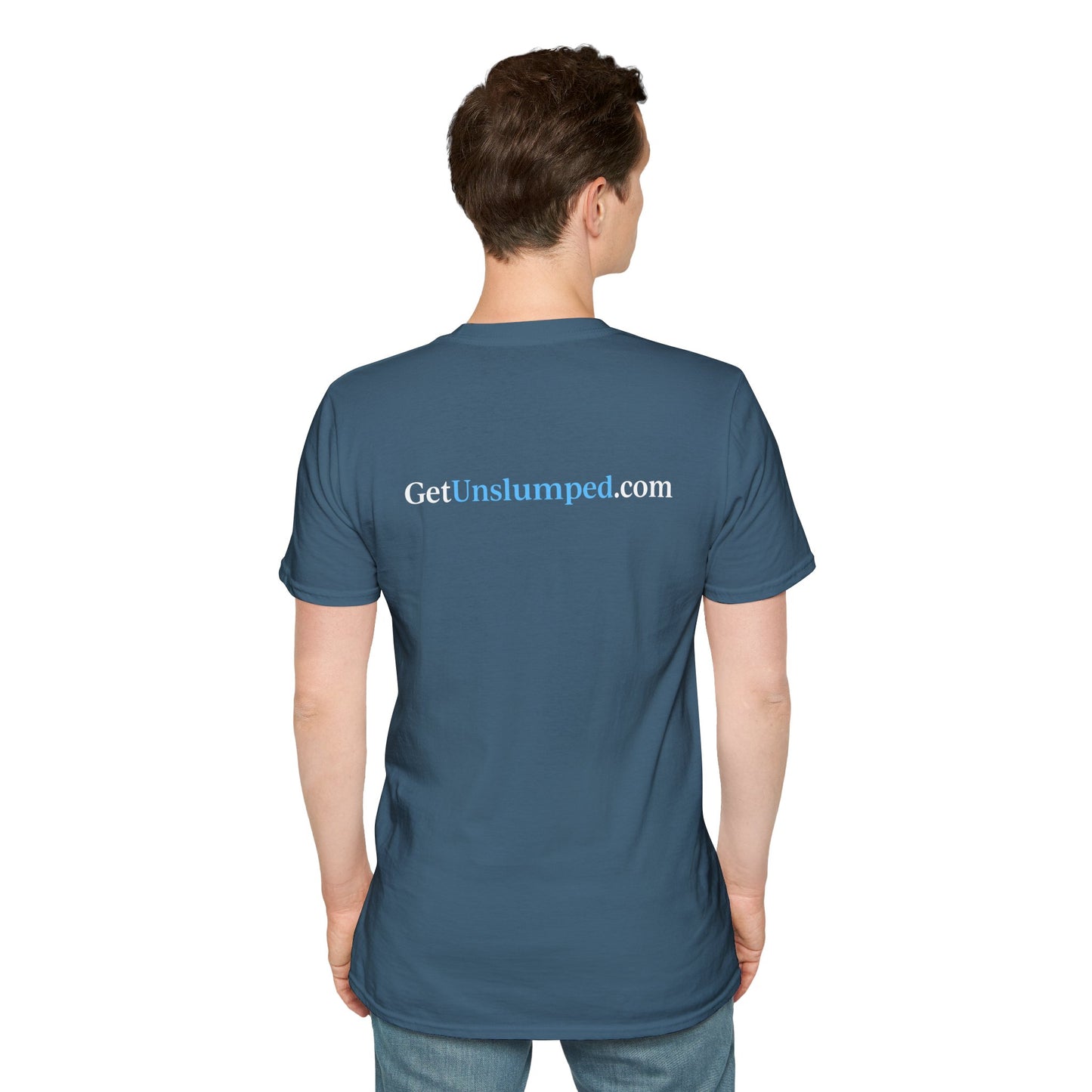 "A Work in Progress" (front) / Site (back) Dark Unisex Softstyle T-Shirt