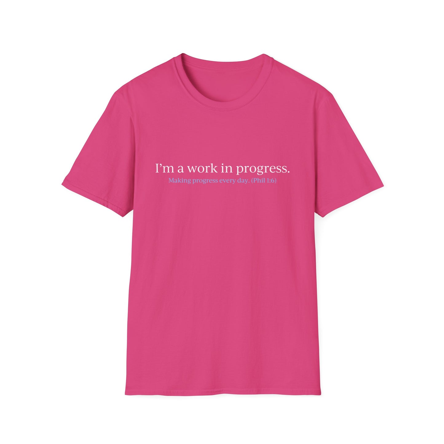 "Work in Progress" with 10 Ways List Dark Unisex Softstyle T-Shirt