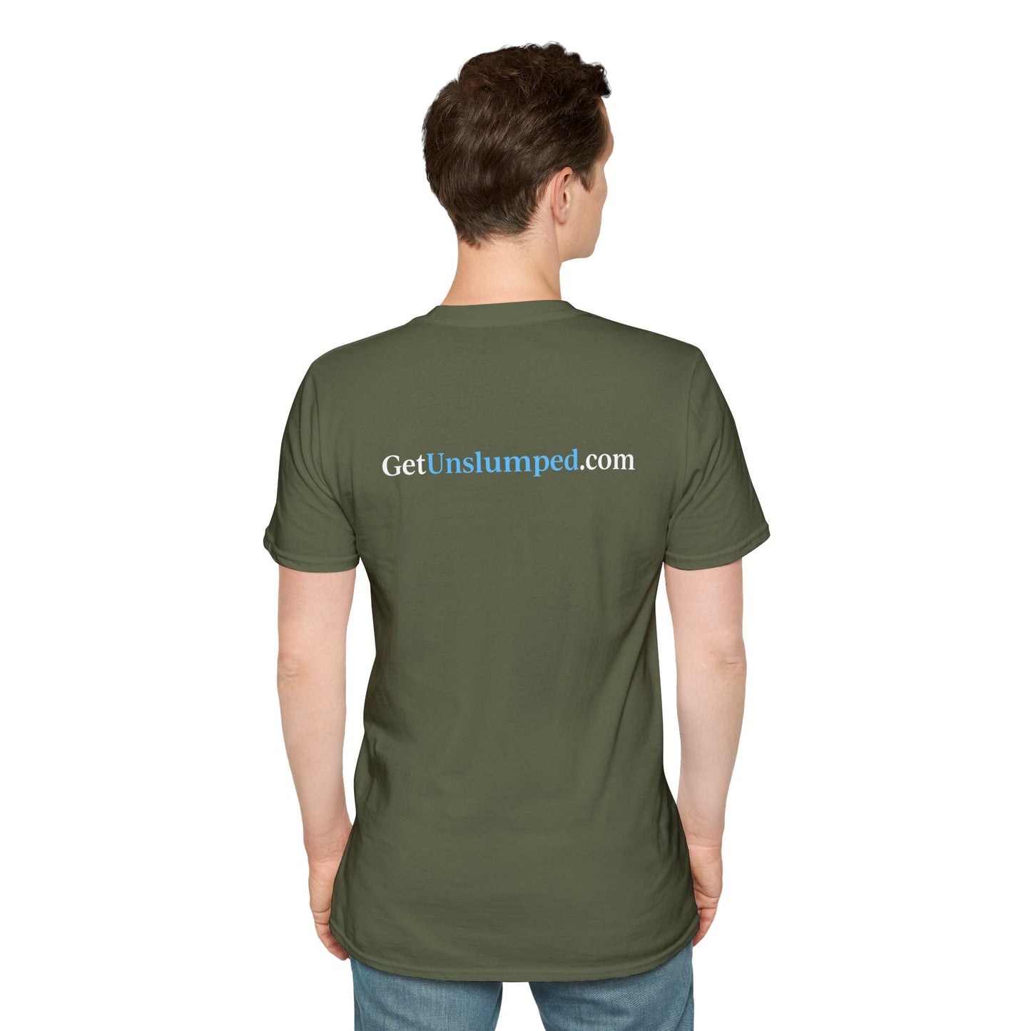 "A Work in Progress" (front) / Site (back) Dark Unisex Softstyle T-Shirt