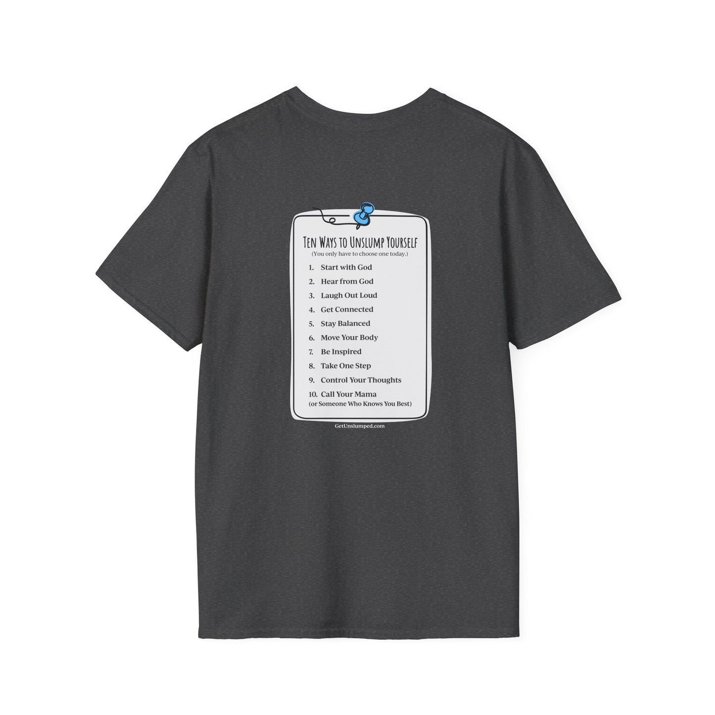"Work in Progress" with 10 Ways List Dark Unisex Softstyle T-Shirt