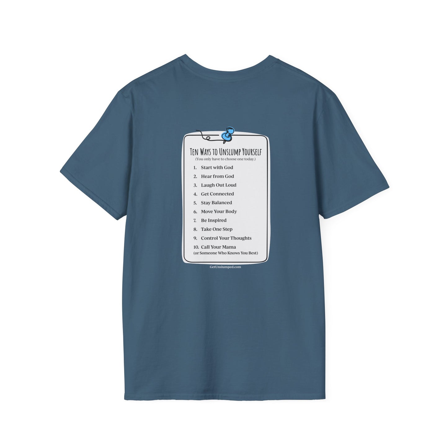 "Work in Progress" with 10 Ways List Dark Unisex Softstyle T-Shirt