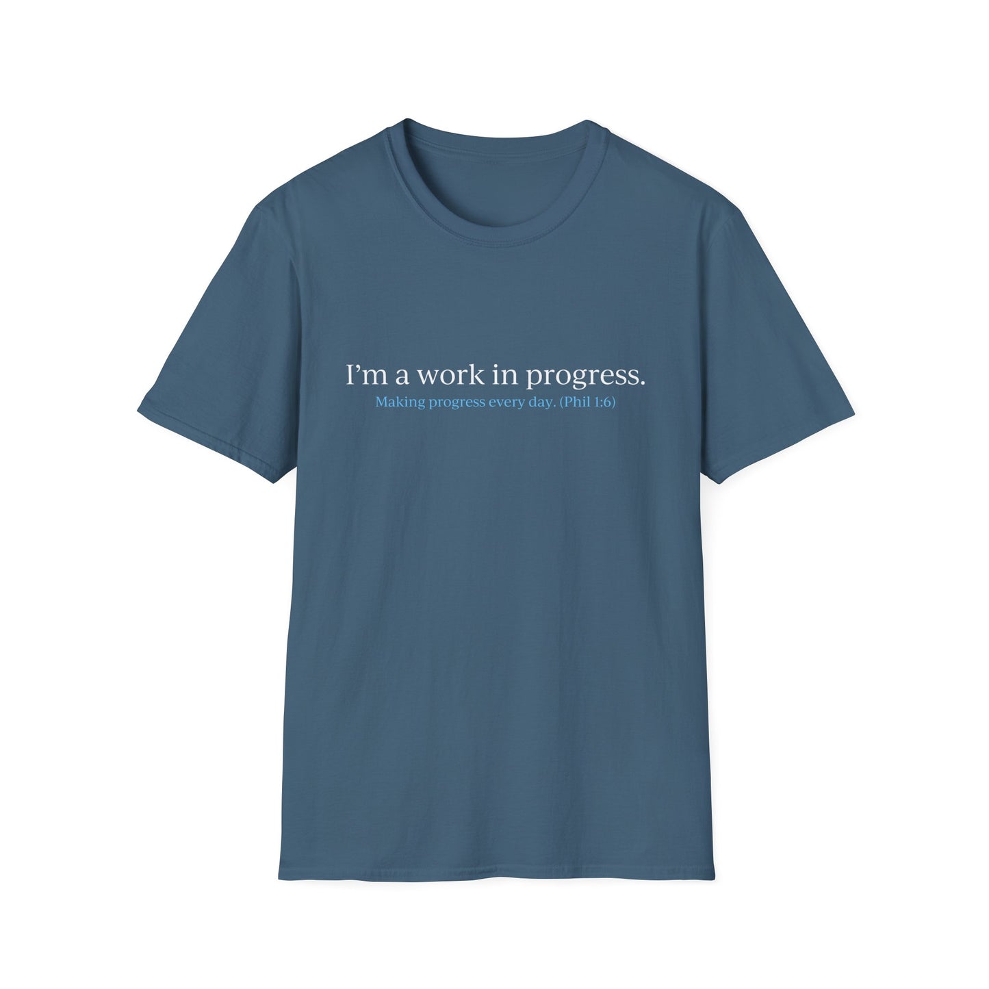 "Work in Progress" with 10 Ways List Dark Unisex Softstyle T-Shirt
