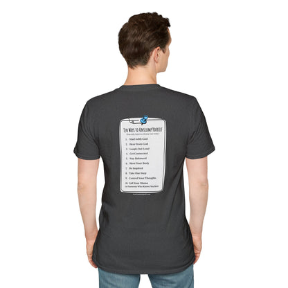 "Work in Progress" with 10 Ways List Dark Unisex Softstyle T-Shirt