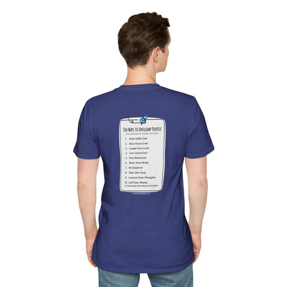 "Work in Progress" with 10 Ways List Dark Unisex Softstyle T-Shirt