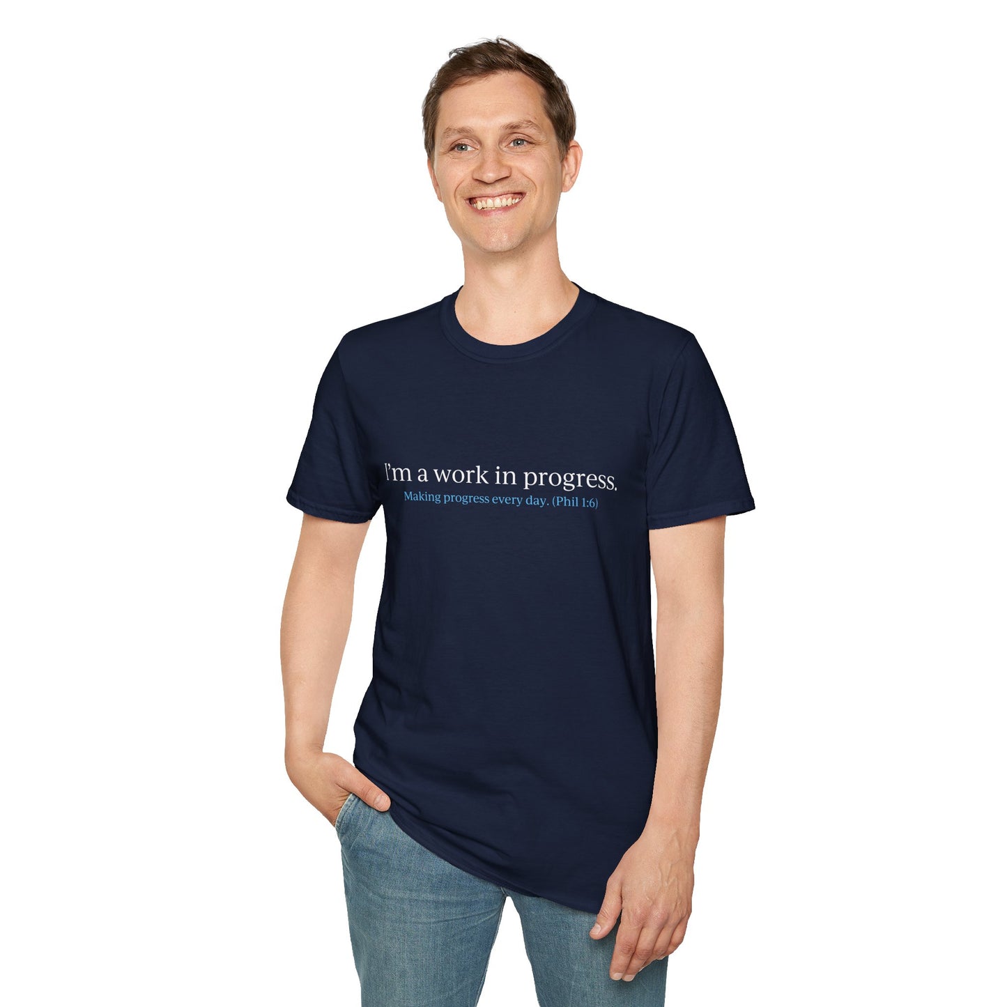 "Work in Progress" with 10 Ways List Dark Unisex Softstyle T-Shirt