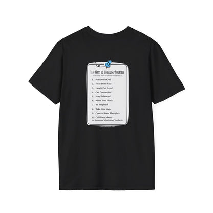 "Work in Progress" with 10 Ways List Dark Unisex Softstyle T-Shirt