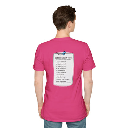 "Work in Progress" with 10 Ways List Dark Unisex Softstyle T-Shirt