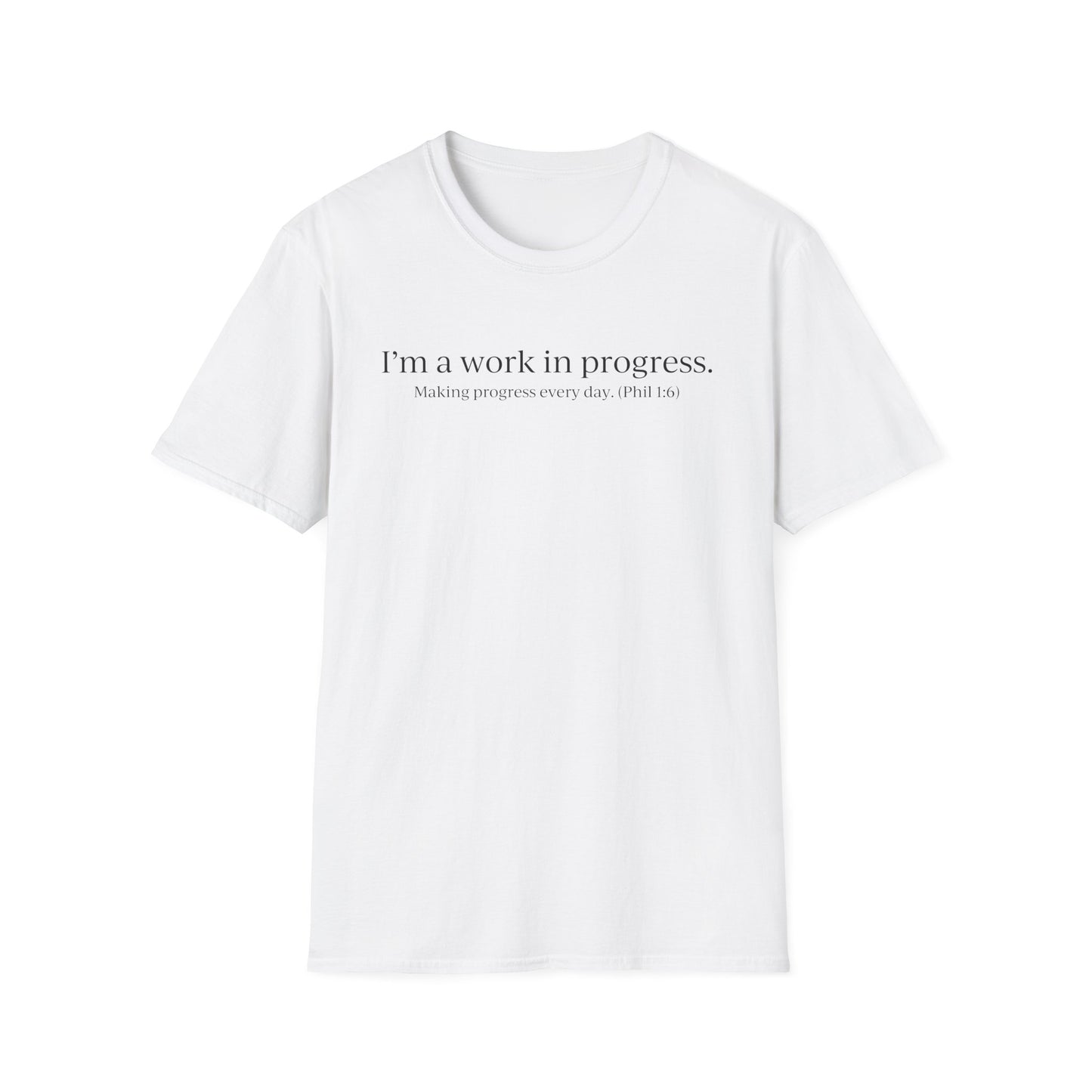 "A Work in Progress" (front) / Site (back) Light Unisex T-Shirt