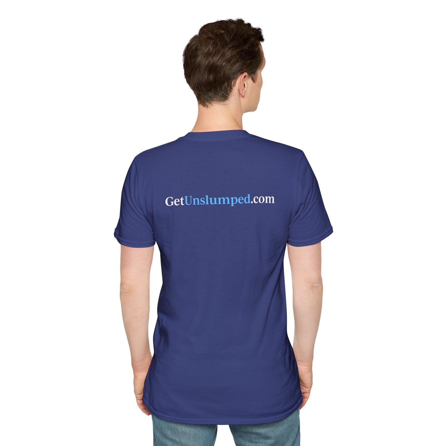 "A Work in Progress" (front) / Site (back) Dark Unisex Softstyle T-Shirt