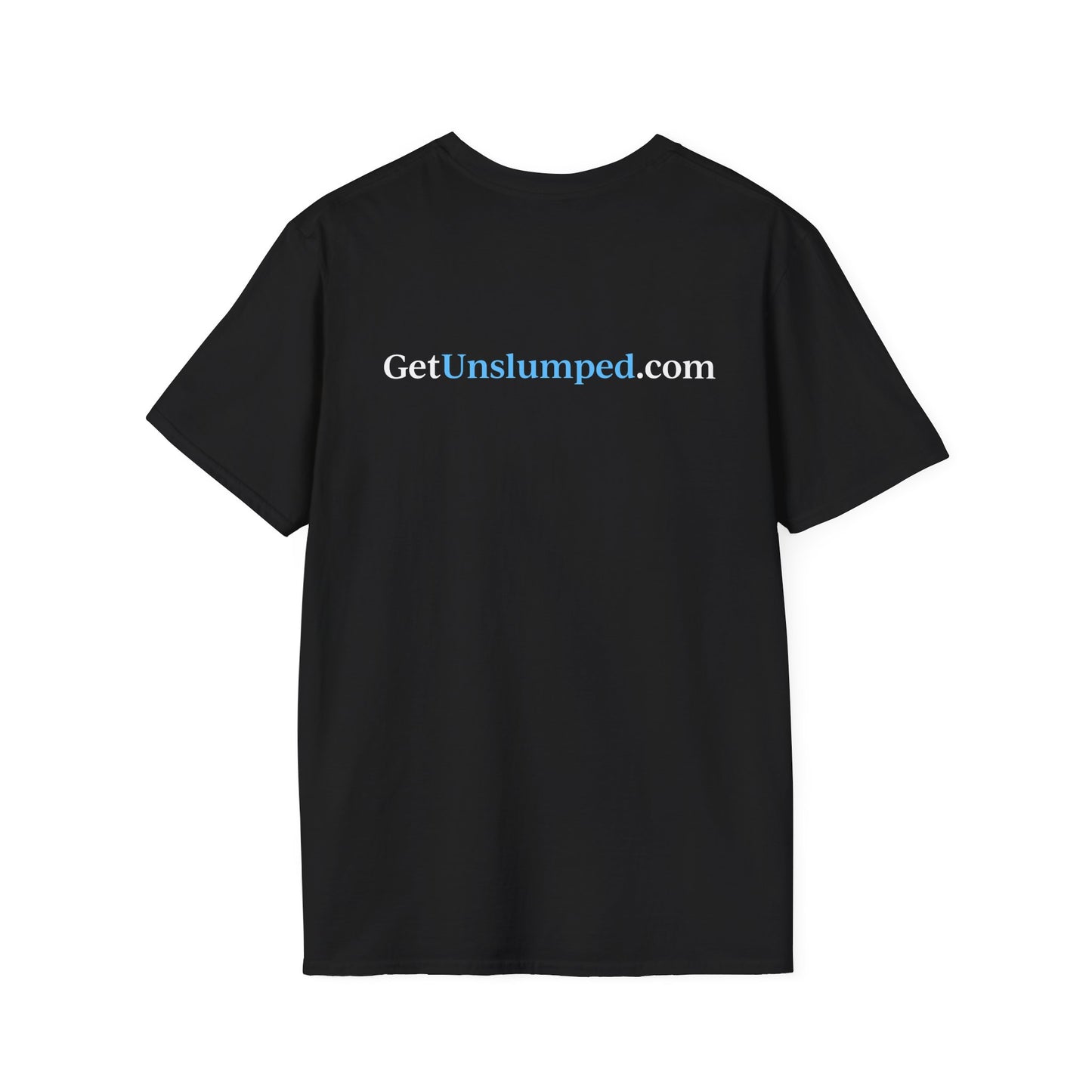 "A Work in Progress" (front) / Site (back) Dark Unisex Softstyle T-Shirt