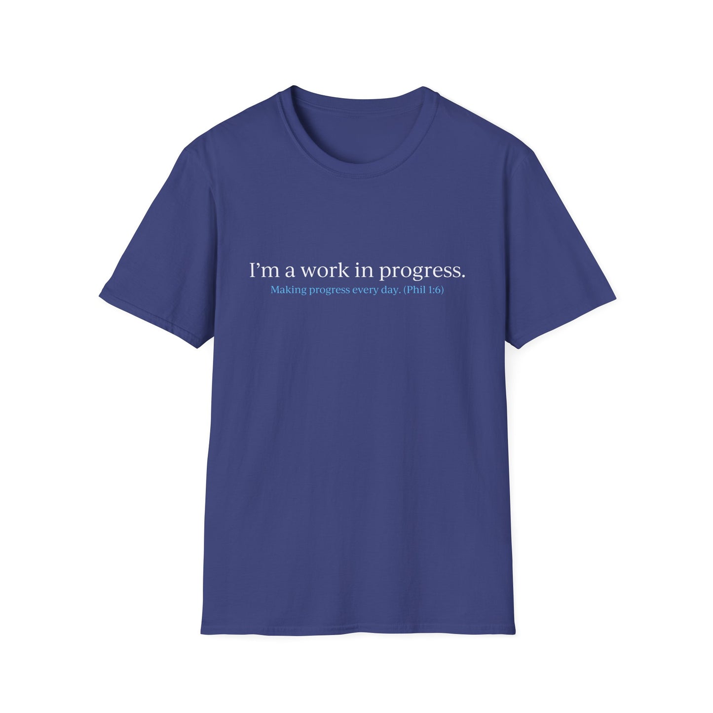 "Work in Progress" with 10 Ways List Dark Unisex Softstyle T-Shirt